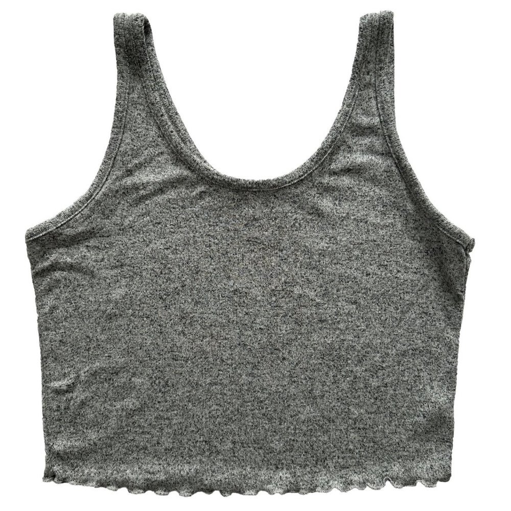 Colsie Womens Crop Top Sz XS Solid Gray Sleeveless Scoop Neck Lounge Soft Rayon
